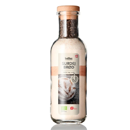 bottlez Surdej Brød, brødblanding med hvedemel, tomatpulver, chiafrø, rugmel og surdej i 1 L glas, 720 g