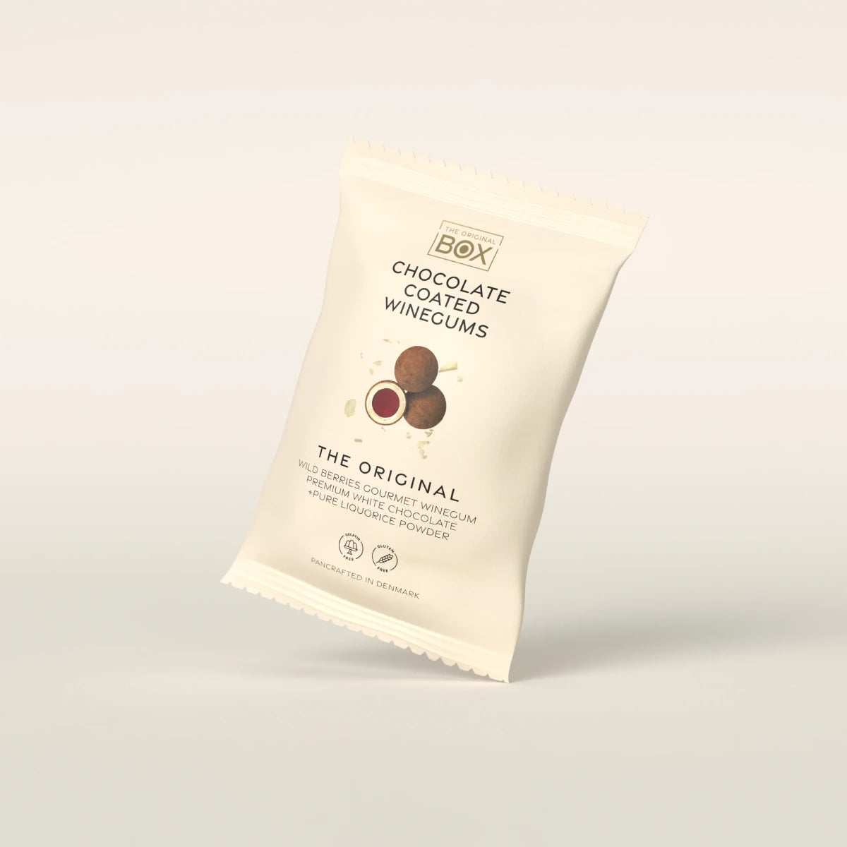 Box The Original Snack Pack The Original 70 g – gelatinefri skovbærvingummi i premium hvid chokolade med økologisk lakridspulver