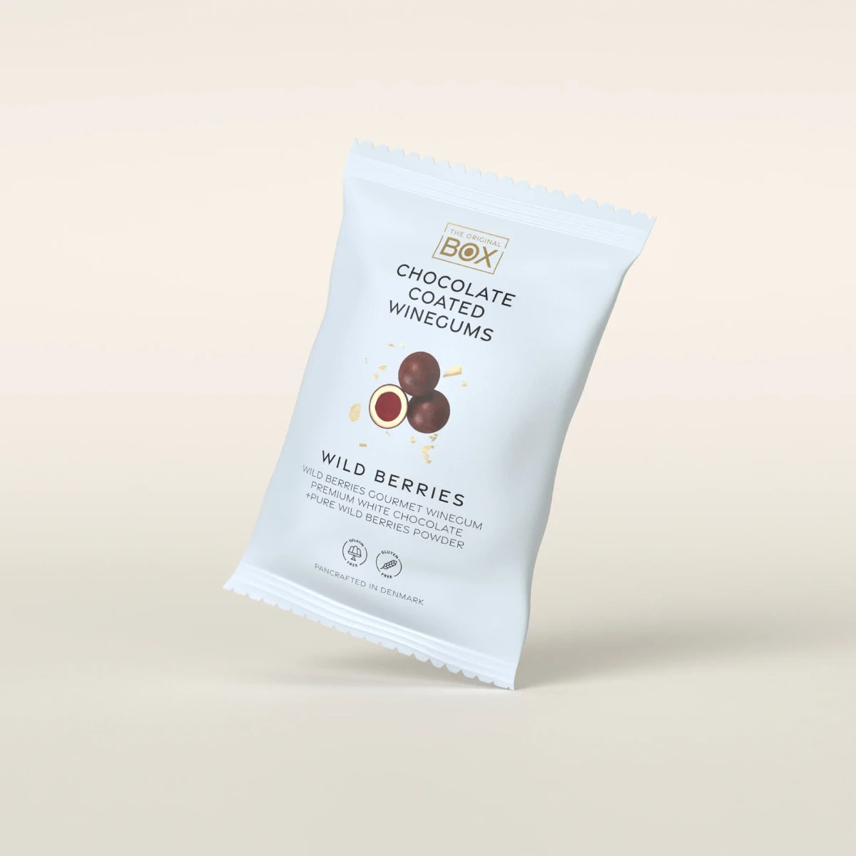 Box The Original Snack Pack Wild Berries 70 g – gelatinefri skovbærvingummi i premium hvid chokolade med skovbærpulver