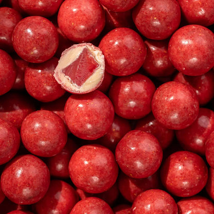 Box The Original Strawberry – gelatinefri vingummi i hvid karamelchokolade med jordbærpulver