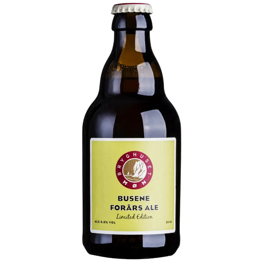 Bryghuset Møn Busene Forårs Ale 33 cl – dansk forårs-ale 6% vol. brygget med bygmalt, hvedemalt og havremalt samt pomerans, humle og gær
