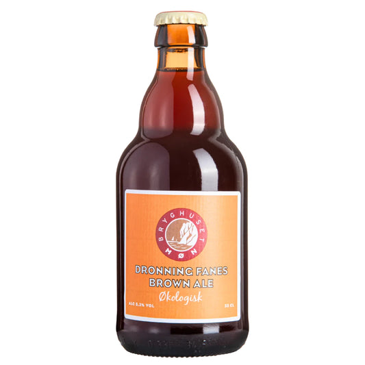 Bryghuset Møn Dronning Fanes Brown Ale 33 cl (5,3%) – økologisk brown ale med fyldig malt, karamel, nødder og mørk frugt