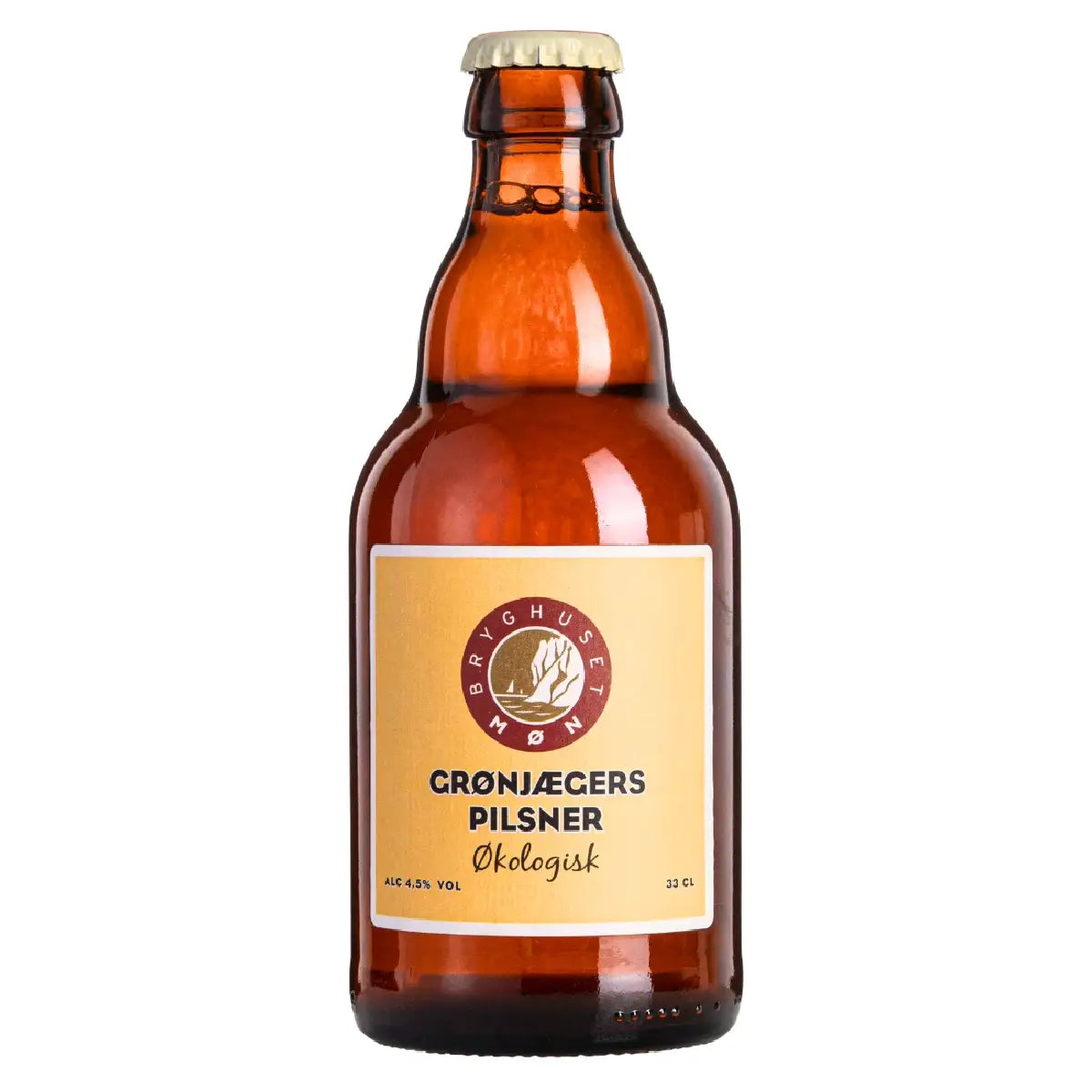 Bryghuset Møn Grønjægers Pilsner, gylden og let bitter pilsner, 33 cl