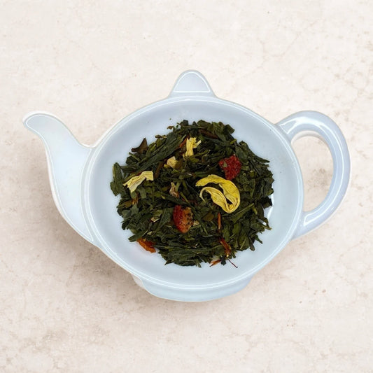 Carstensens Tehandel Grøn Efterårs te (100 g) – løs grøn te med ananas og papaya samt hvid te, frugtig efterårste med mild sødme og saflon