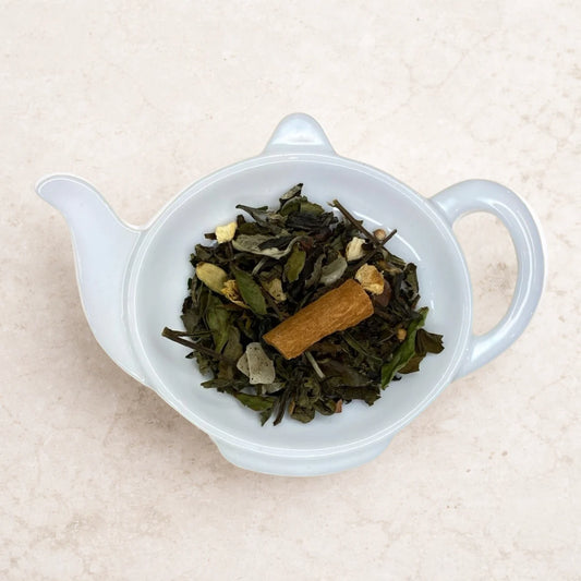 Carstensens Tehandel Hvid julete Panforte de Sienna (100 g) – løs hvid og grøn te med kandiseret frugt, kakao, kanel og brændte mandler, krydret julete inspireret af italiensk panforte