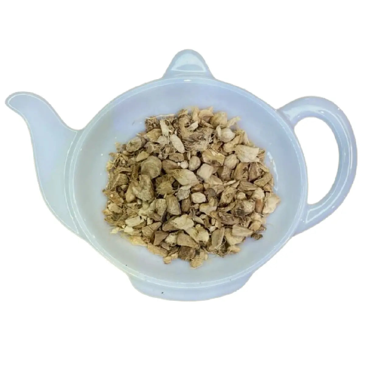 Carstensens Tehandel Ingefær - skåret (100 g) – skåret tørret ingefær i løs vægt til ingefærte og urtetræk, koffeinfri og vegansk med varm, krydret smag