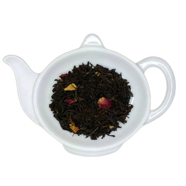 Carstensens Tehandel Jule te (100 g) – løs sort julete med orange, æble, kanel, nellike og rosenblade, krydret vinterte med klassisk julesmag til hyggestunder