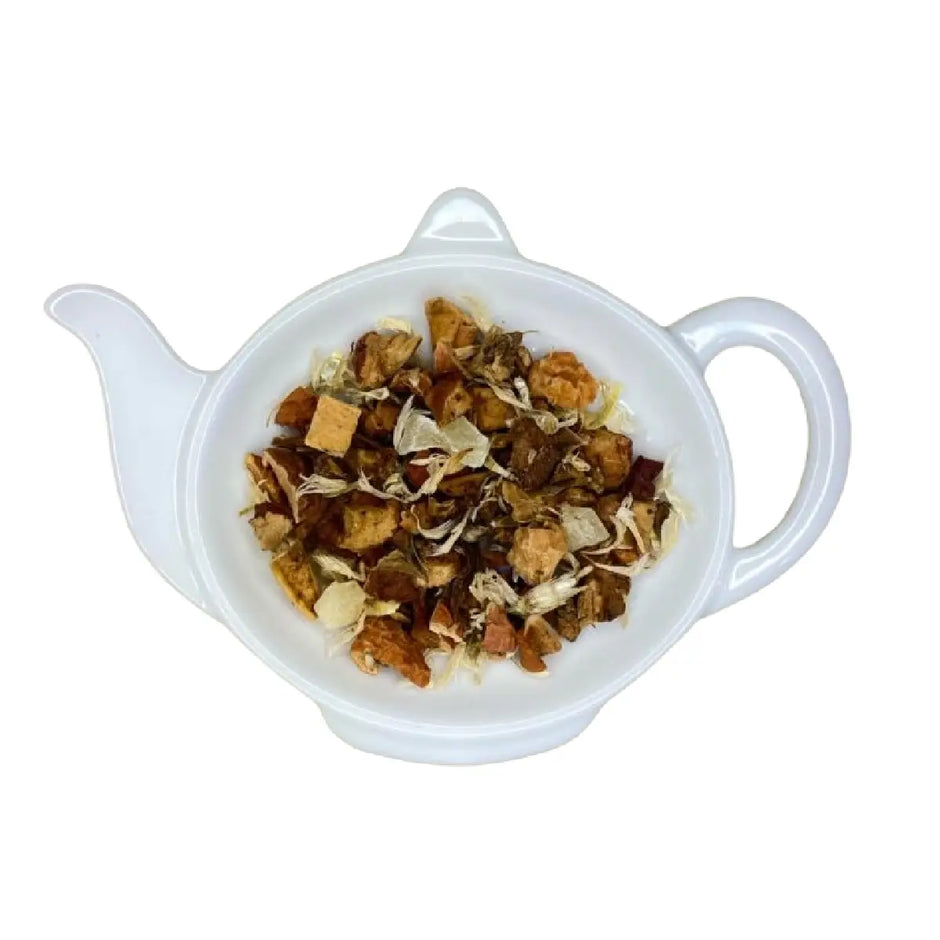 Carstensens Tehandel Tusindfryd 100 g, koffeinfri frugtte med æblestykker, mango, ananas, hibiscusblomst, kornblomst og marokkansk mynte