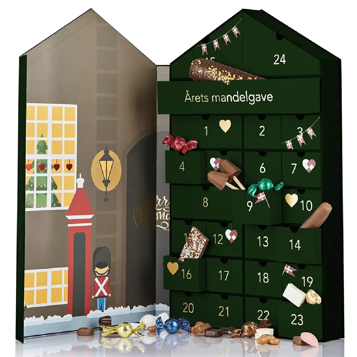 Cocoture Kæmpe Chokolade-julekalender 2026, luksus kalenderhus med 24 låger, fyldte chokoladekugler, Dubai marcipanbrød, chokoladeplader, lakrids og julegodter, 1265 g