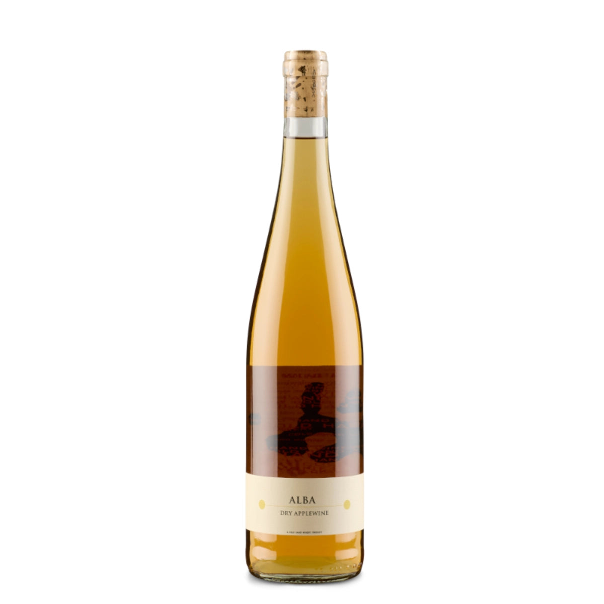 Flaske Cold Hand Winery ALBA tør stille æblevin 75 cl (750 ml) – dansk frugtvin fadlagret 9 måneder på brugte og nye egefade med fyldige æblenoter, frisk syre og let fadpræg, årgang 2020, 11% vol, velegnet til fisk, svampe, fjerkræ og hårde oste