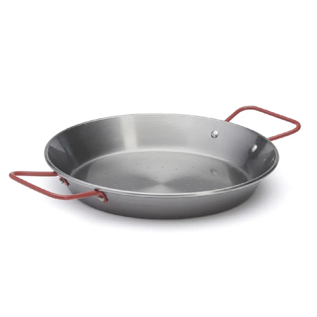 de Buyer La Lyonnaise paellapande i stål Ø24 cm med hamret bund, lav kant og to håndtag til paella, små risretter og servering
