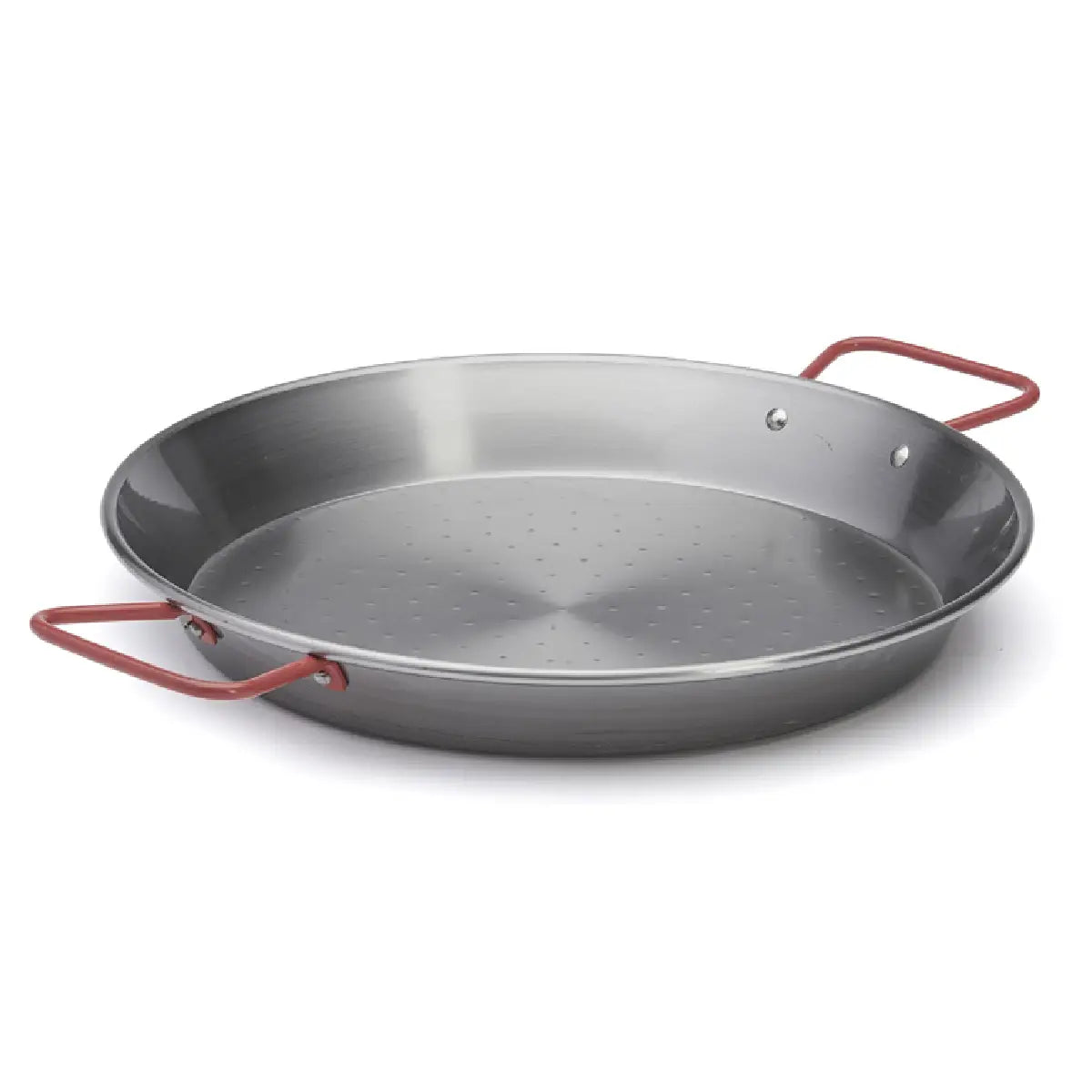 de Buyer La Lyonnaise paellapande i stål Ø32 cm med hamret bund, lav kant og to håndtag til paella, risretter og servering