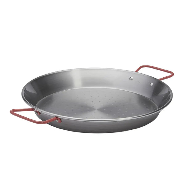 de Buyer La Lyonnaise paellapande i stål Ø32 cm med hamret bund, lav kant og to håndtag til paella, risretter og servering
