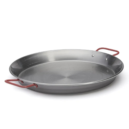 de Buyer La Lyonnaise paellapande i stål Ø40 cm med hamret bund, lav kant og to håndtag til paella, risretter og større serveringer
