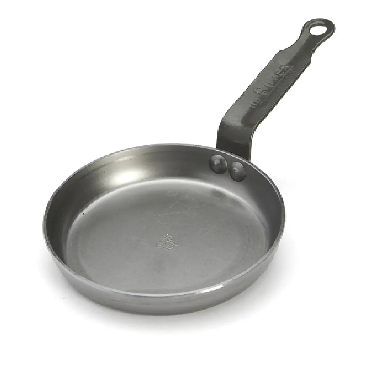de Buyer Mineral B blinispande i kulstofstål Ø14 cm med bivoksfinish, fast håndtag og induktionsbund til blinis, små pandekager og høj varme