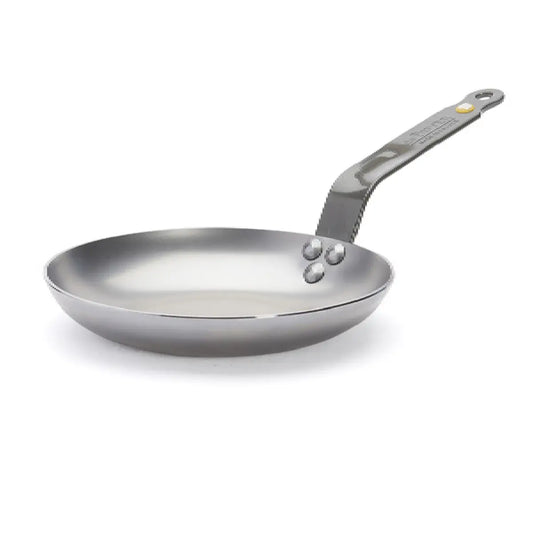 de Buyer Mineral B omeletpande i kulstofstål Ø20 cm med afrundet kant, bivoksfinish, fast håndtag og induktionsbund til omeletter og høj varme