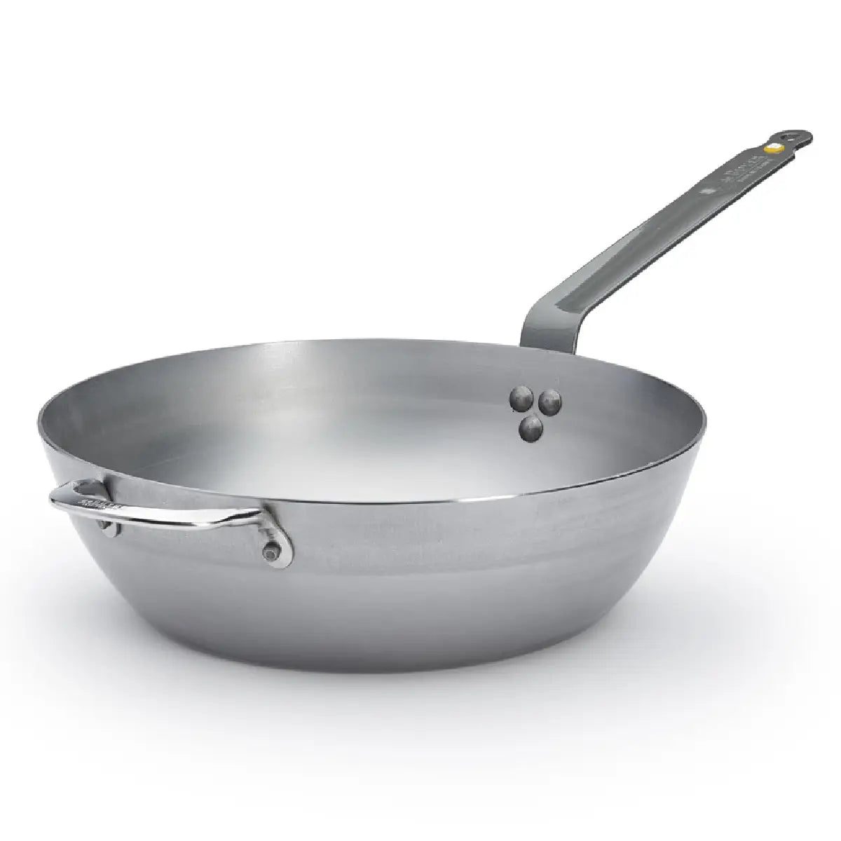 de Buyer Mineral B sauterpande i kulstofstål Ø32 cm, dyb pande med bivoksfinish, høj kant, hjælpehank og induktionsbund til sautering og større retter