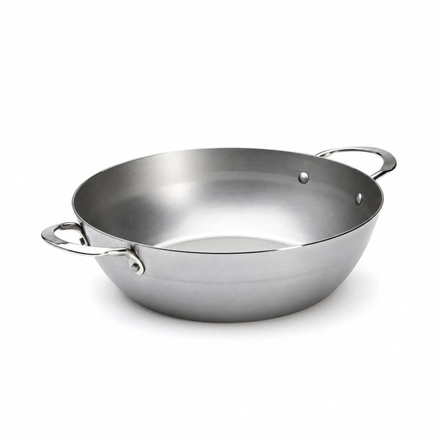 de Buyer Mineral B sauterpande i kulstofstål med 2 håndtag og diameter på 32 cm.