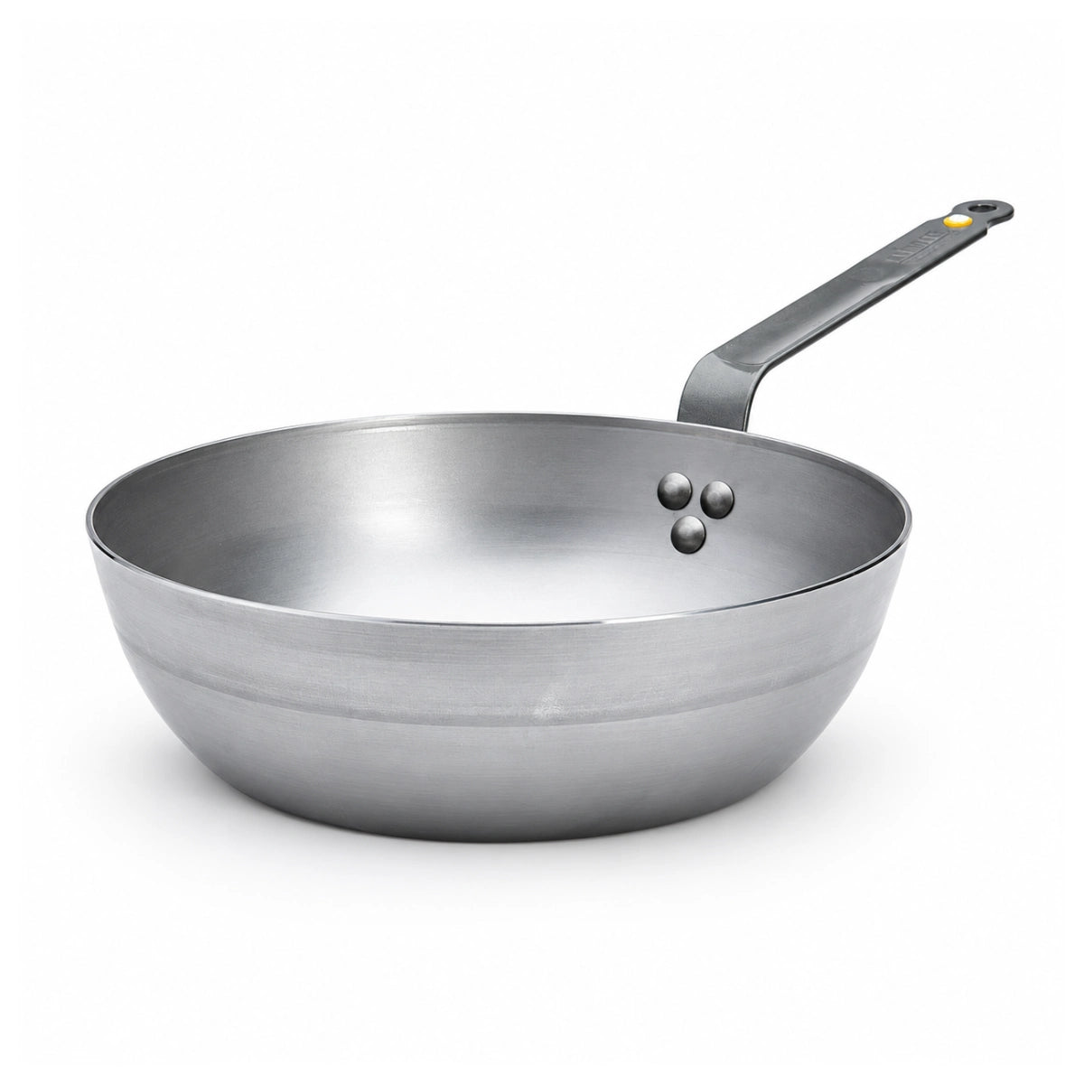 de Buyer Mineral B sauterpande med skaft på 28 cm i kulstofstål.