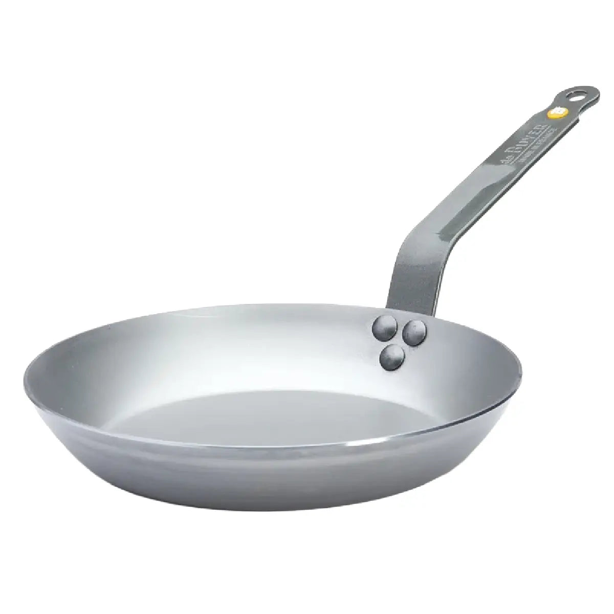 de Buyer Mineral B stegepande i kulstofstål Ø24 cm med bivoksfinish, lyonnaise-form og induktionsbund til bruning og høj varme