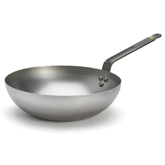 de Buyer Mineral B wok i kulstofstål, kompakt buet wok med bred stabil bund, bivoksfinish og Ø24 cm diameter til alle komfurer inklusiv induktion