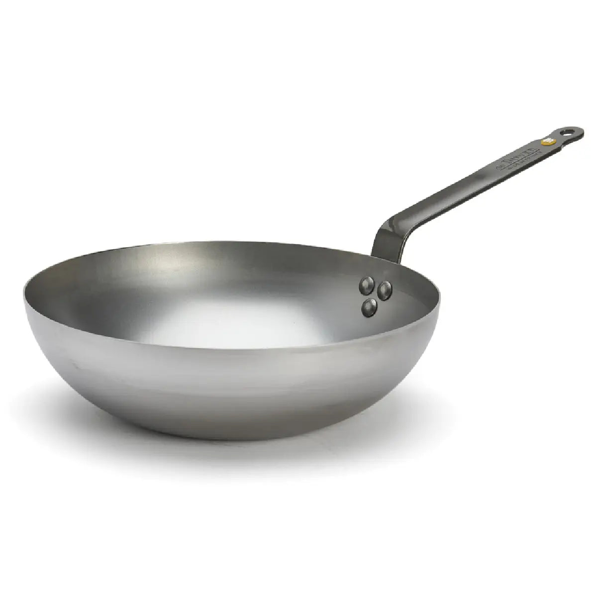 de Buyer Mineral B wok i kulstofstål, buet wok med bred stabil bund, bivoksfinish og Ø28 cm diameter til alle komfurer inklusiv induktion