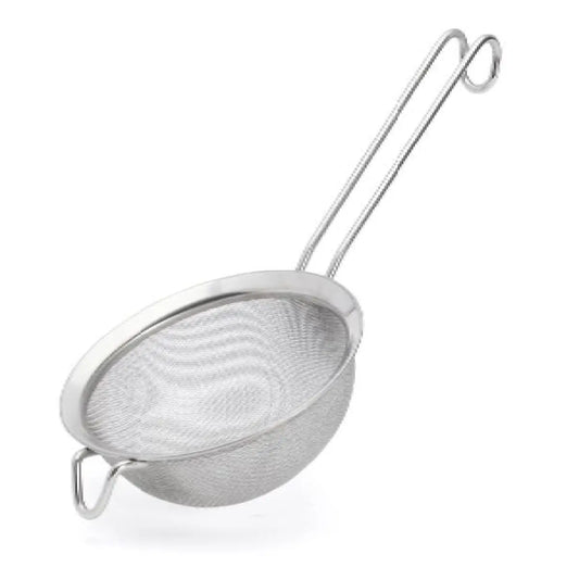 de Buyer sigte i rustfrit stål Ø14 cm med finmasket net, håndtag og trådkrog til filtrering, te og placering over skål eller gryde