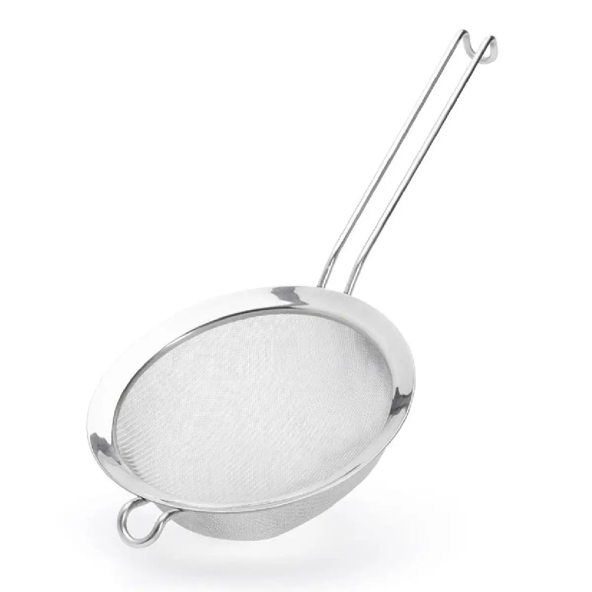 de Buyer sigte i rustfrit stål Ø18 cm med finmasket net, håndtag og trådkrog til filtrering, te og placering over skål eller gryde