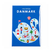 Det Gamle Apotek blå tinmagnet Vidunderlige Danmark med farverige danske symboler.