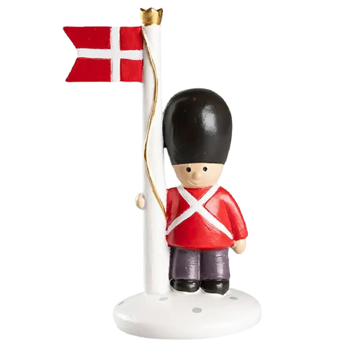 Det Gamle Apotek Soldier with Flag figur i rød polyresin 12,7 cm