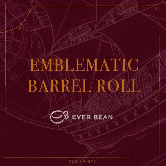 EverBean Emblematic Barrel Roll kaffebønner 250 g – romfadlagrede colombianske Arabica-bønner (Caturra) fra Caldas, 2000 moh., naturlig forarbejdning og lagring på egetræs romfade med smagsnoter af rom, mørk chokolade, rosiner, kanel og vanilje, specialkaffe til filter, stempel, AeroPress og Chemex