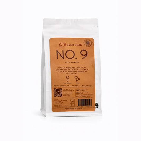 EverBean No. 09 Costa Rica kaffebønner 250 g – fuldt vasket Arabica fra Matinilla i Escazú (1.200–1.800 moh.) med smagsnoter af chokolade, abrikos og brun farin, ideel til espresso og mælkedrikke