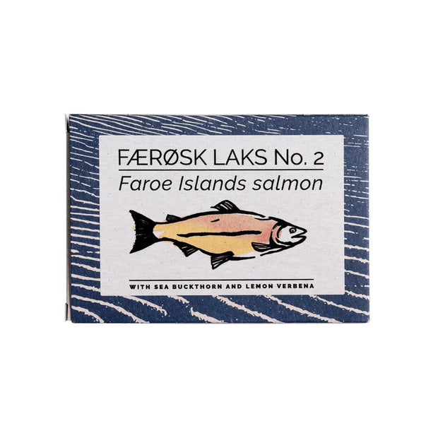 Fangst Færøsk laks No. 2 110 g – laks i koldpresset rapsolie med havtorn og citronverbena, nordisk tapas på dåse med frisk citruspræg, klar til servering på brød, i salat eller som snack
