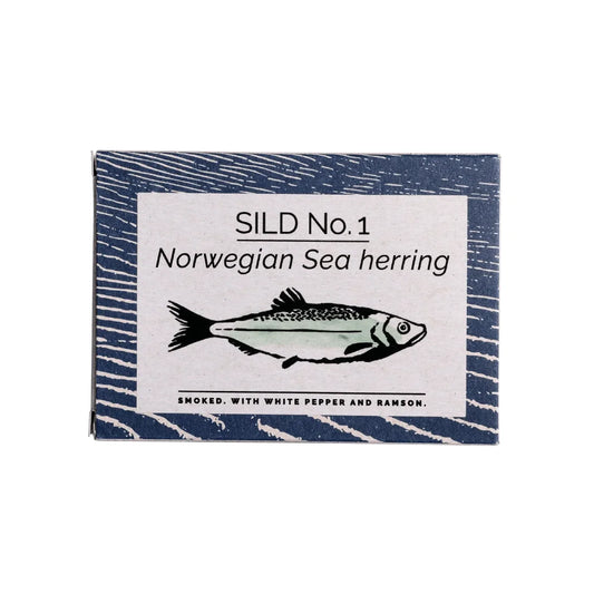 Fangst Sild No. 1 100 g – røget norsk havsild i koldpresset rapsolie med hvid peber og ramsløg, nordisk tapas på dåse klar til servering på brød, i salat eller som snack