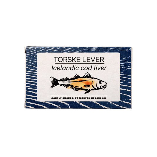 Fangst Torskelever 120 g – islandsk torskelever på dåse, let røget over bøgetræ og konserveret i egen olie med kun lidt salt, cremet delikatesse “havets foie gras” til rugbrød, tapas og nordiske små serveringer, fangst fra Nordatlanten (FAO 27)