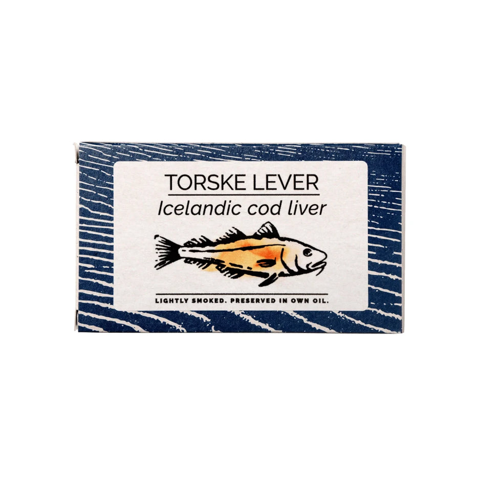 Fangst Torskelever 120 g – islandsk torskelever på dåse, let røget over bøgetræ og konserveret i egen olie med kun lidt salt, cremet delikatesse “havets foie gras” til rugbrød, tapas og nordiske små serveringer, fangst fra Nordatlanten (FAO 27)