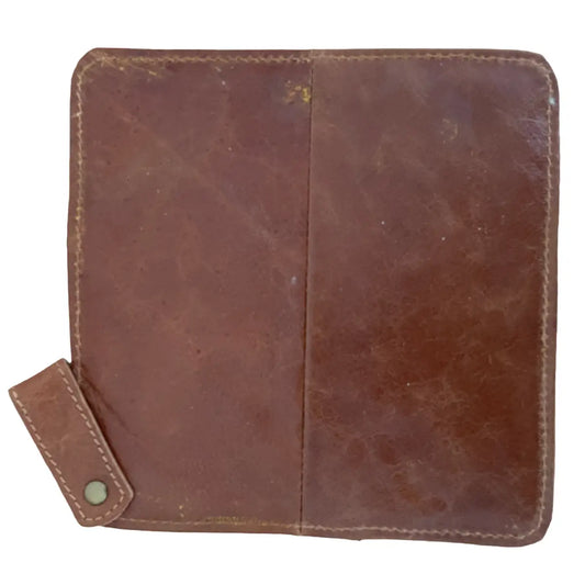 Cognac grydelap i læder med lomme 20 x 20 cm