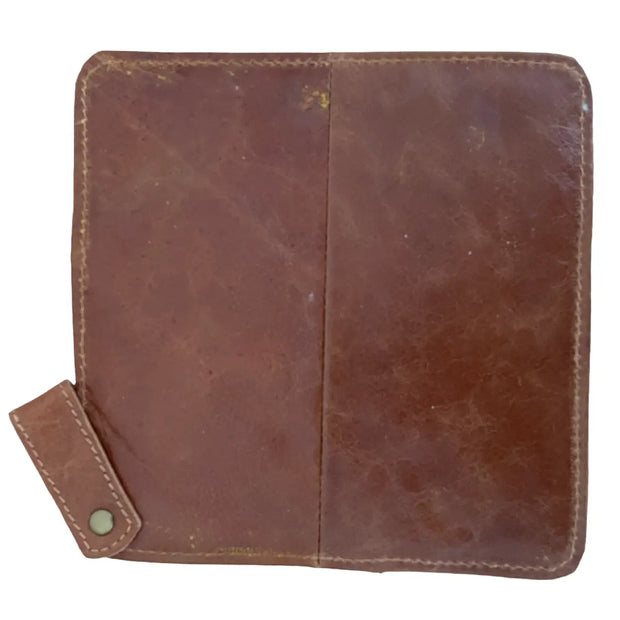 Cognac grydelap i læder med lomme 20 x 20 cm