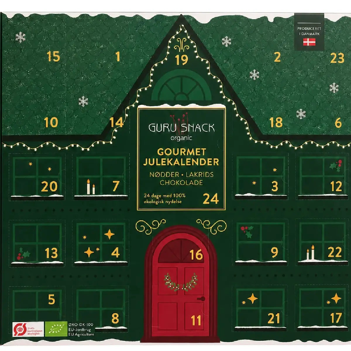 Guru Snack Gourmet Julekalender 432 g med økologiske nødder, lakrids og chokolade