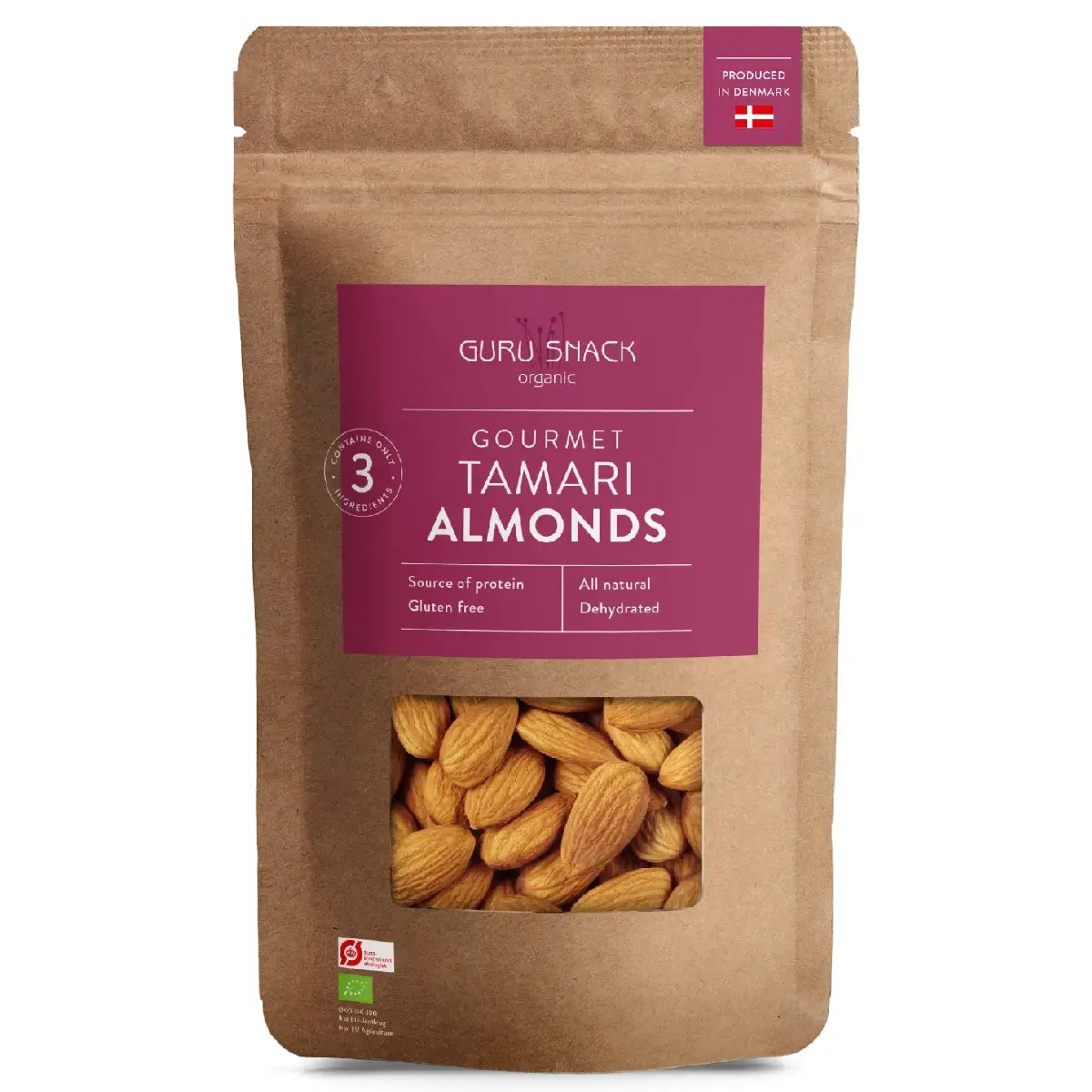 Guru Snack Gourmet Tamari Almonds økologiske mandler med tamari 100 g