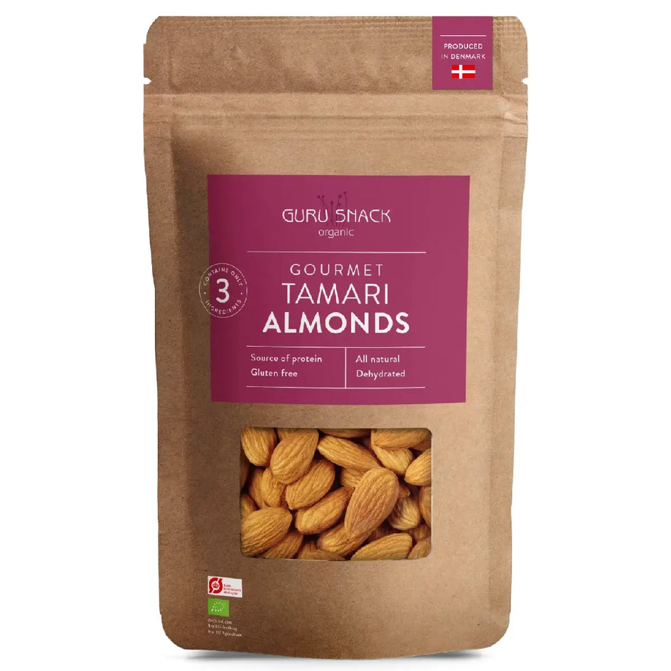 Guru Snack Gourmet Tamari Almonds økologiske mandler med tamari 100 g