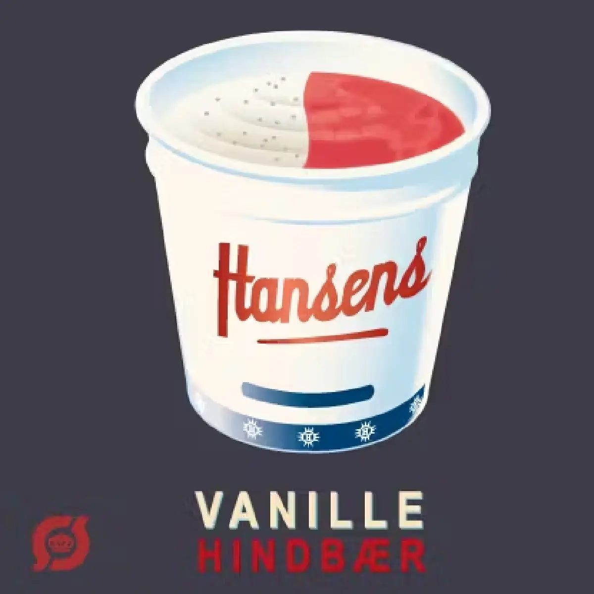 Hansens Vanille Hindbær Ø økologisk flødeis med vanille, hindbærpuré og kondenseret mælk, 12,5 cl