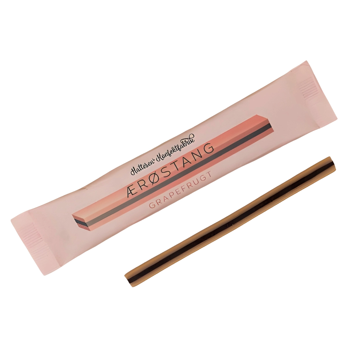 Hattesens Konfektfabrik Ærøstang: Grapefrugt 25 g – glutenfri og vegansk lakridskonfektstang med frisk grapefrugtnote, blød konfekt af naturlige råvarer, dansk lakridshåndværk fra Ærø
