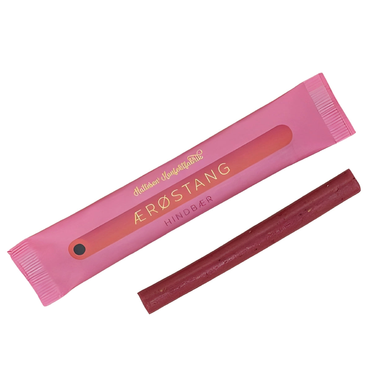 Hattesens Konfektfabrik Ærøstang: Hindbær 25 g – glutenfri og vegansk lakridskonfektstang lavet på naturlige råvarer med hindbærsmag og dyb lakrids, lille dansk konfekthåndværk til snack og sød forkælelse