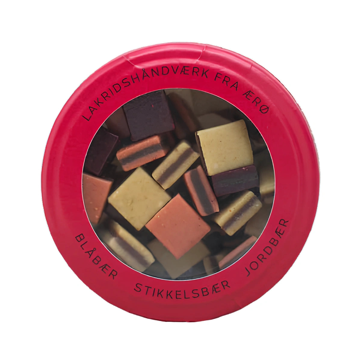 Hattesens Konfektfabrik Rød Æske 125 g – glutenfri og vegansk lakridskonfekt lavet på naturlige råvarer med smag af blåbær, stikkelsbær og jordbær, elegant gaveæske med dansk konfekthåndværk