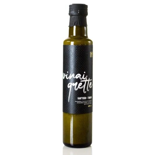 HØST Vinaigrette med havtorn og timian, 250 ml – frisk dressing og marinade med rapsolie og æblecidereddike, frugtig havtornsyrlighed og urtede timiannoter til salater, grøntsager, rodfrugter og kål