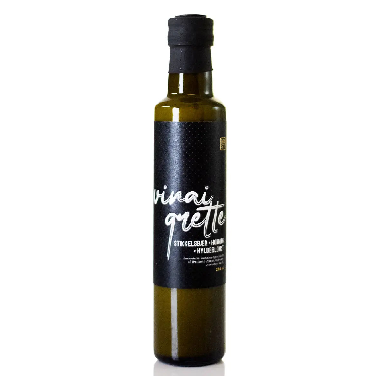 HØST Vinaigrette med stikkelsbær og hyldeblomst, 250 ml – frisk og frugtig vinaigrette til salater, grøntsager, rodfrugter og kål, med rapsolie, æblecidereddike og blød, aromatisk hyldeblomstnote