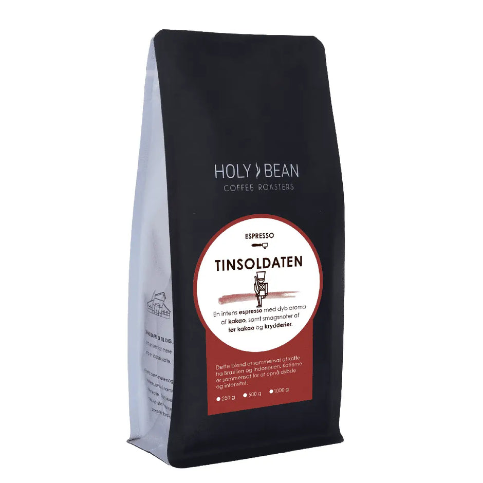 Holy Bean Tinsoldaten Espresso 250 g med kaffe fra Brasilien og Indonesien