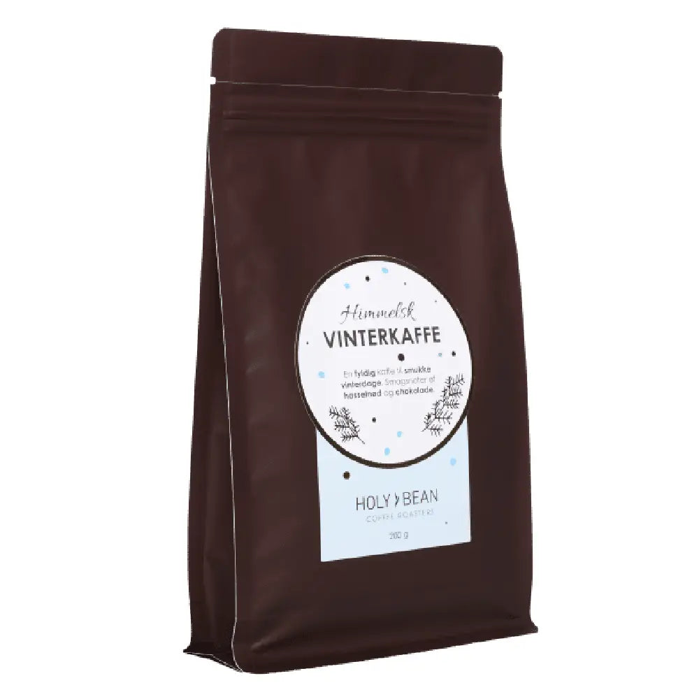 Holy Bean Vinterkaffe, mellemristet filterkaffe med arabicabønner fra Brasilien og Indonesien, noter af chokolade og hasselnød, 200 g