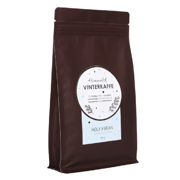Holy Bean Vinterkaffe, mellemristet filterkaffe med arabicabønner fra Brasilien og Indonesien, noter af chokolade og hasselnød, 200 g